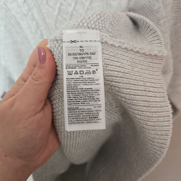 GAP Women's Gray Cable Knit Sweater XL - Picture 6 of 7
